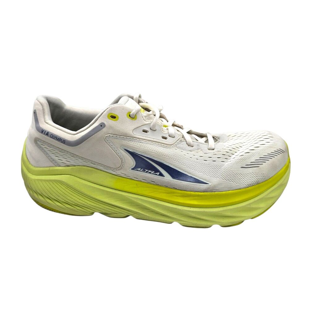 Altra VIA Olympus Mens 11.5 White Neon Yellow Running Shoes Lace Up Comfort